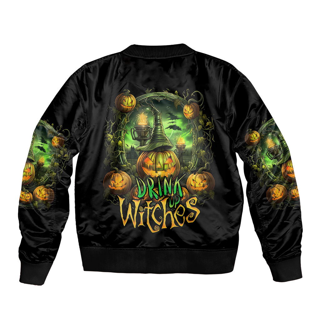 Pumpkin Skull Bomber Jacket Drink Up Witches - Wonder Print Shop