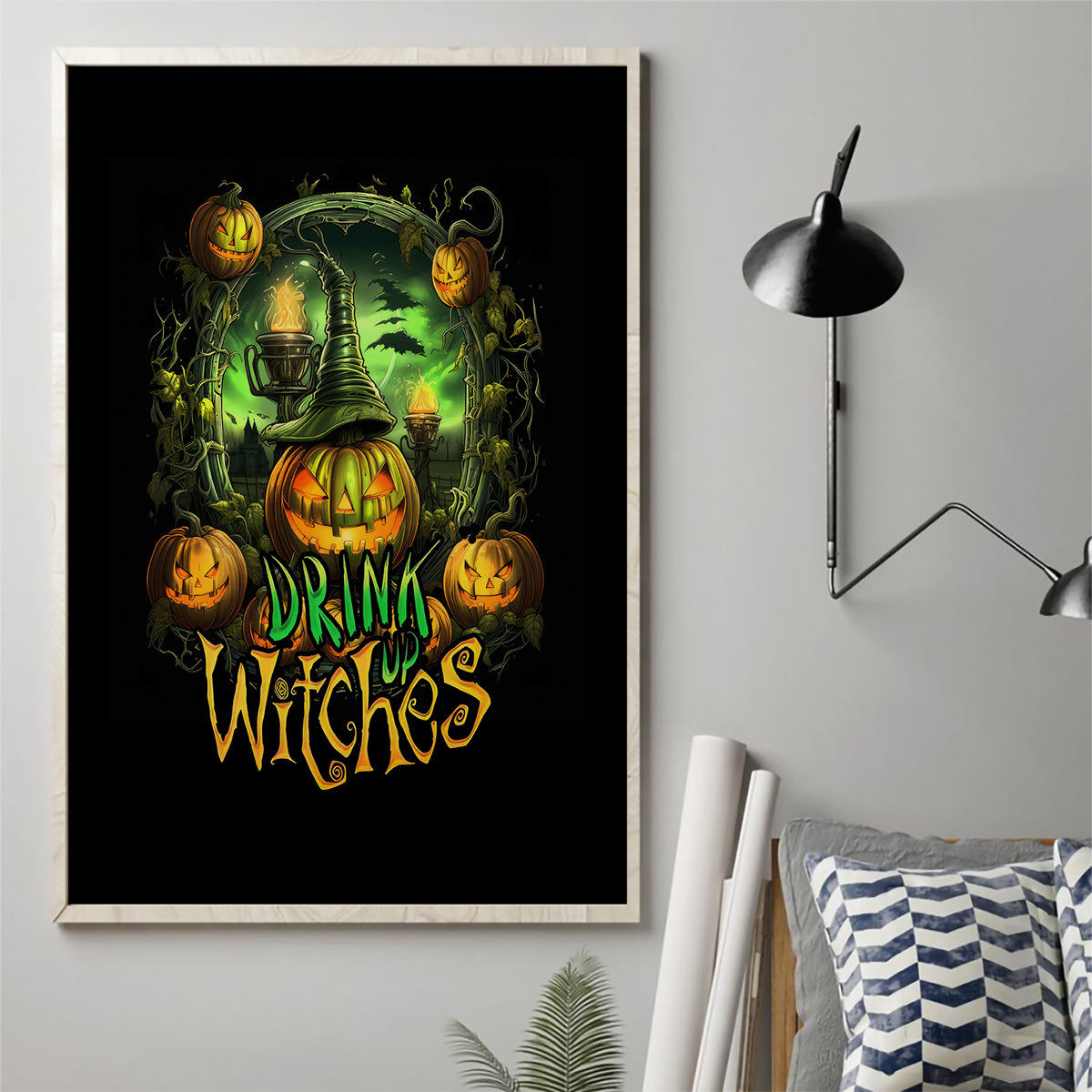 Pumpkin Skull Canvas Wall Art Drink Up Witches - Wonder Print Shop