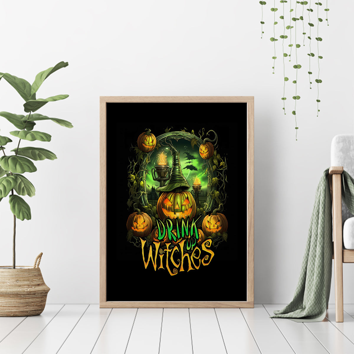 Pumpkin Skull Canvas Wall Art Drink Up Witches - Wonder Print Shop