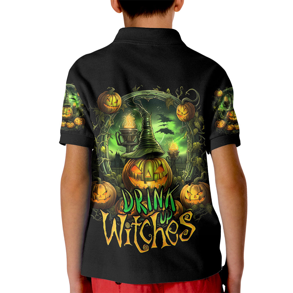 Pumpkin Skull Kid Polo Shirt Drink Up Witches - Wonder Print Shop