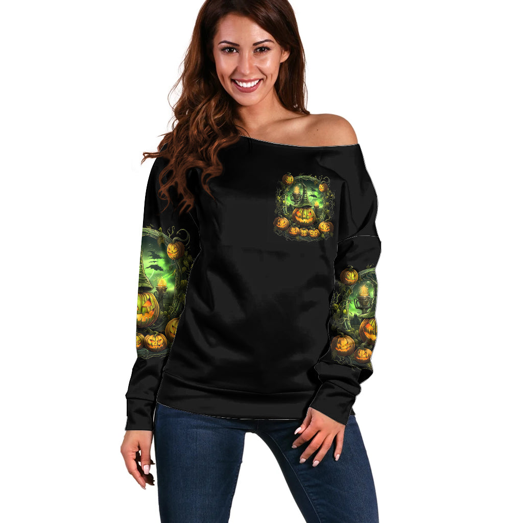 Pumpkin Skull Off Shoulder Sweater Drink Up Witches - Wonder Print Shop