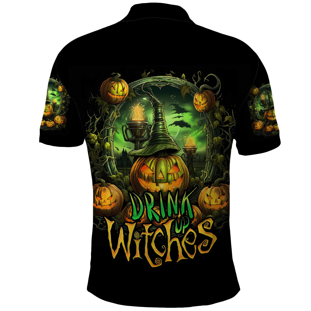 Pumpkin Skull Polo Shirt Drink Up Witches - Wonder Print Shop