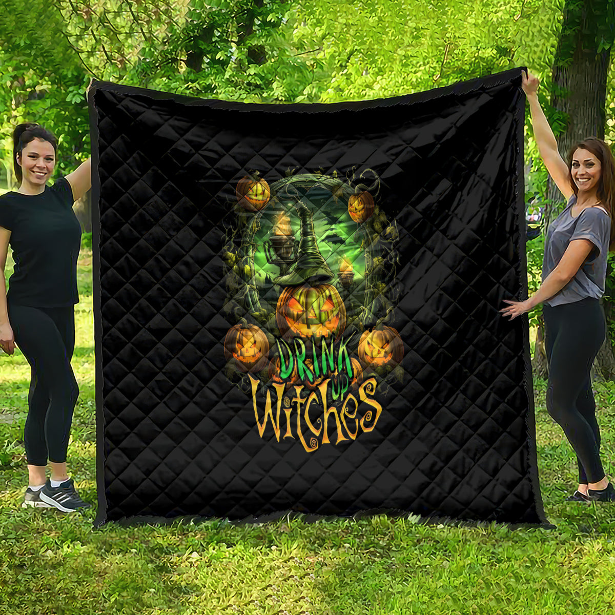 Pumpkin Skull Quilt Drink Up Witches - Wonder Print Shop