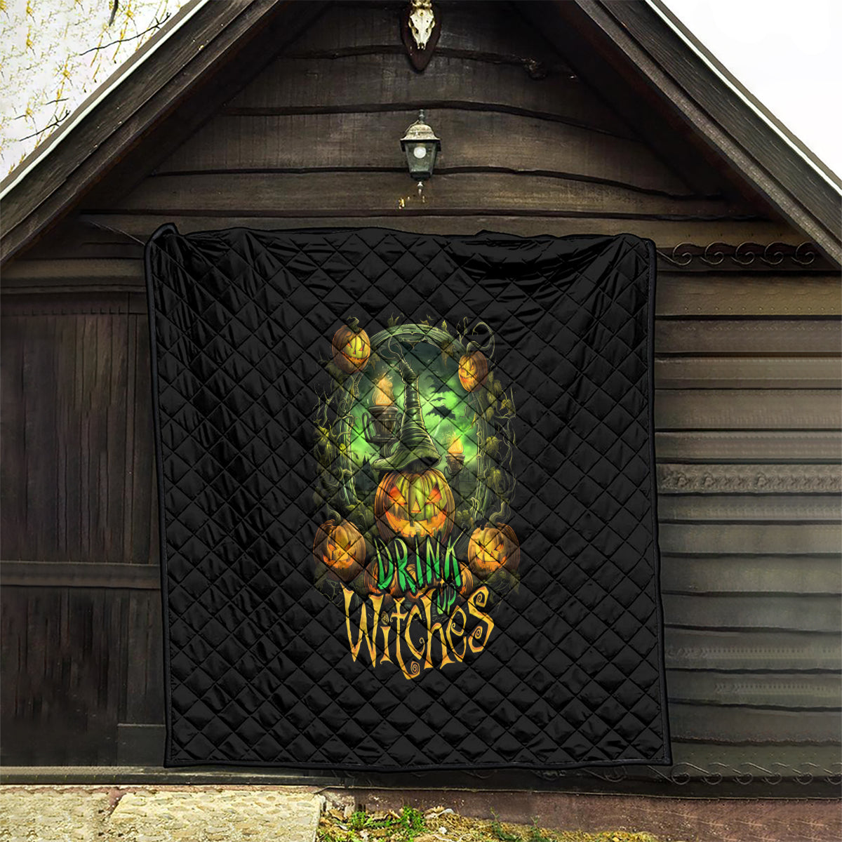 Pumpkin Skull Quilt Drink Up Witches - Wonder Print Shop