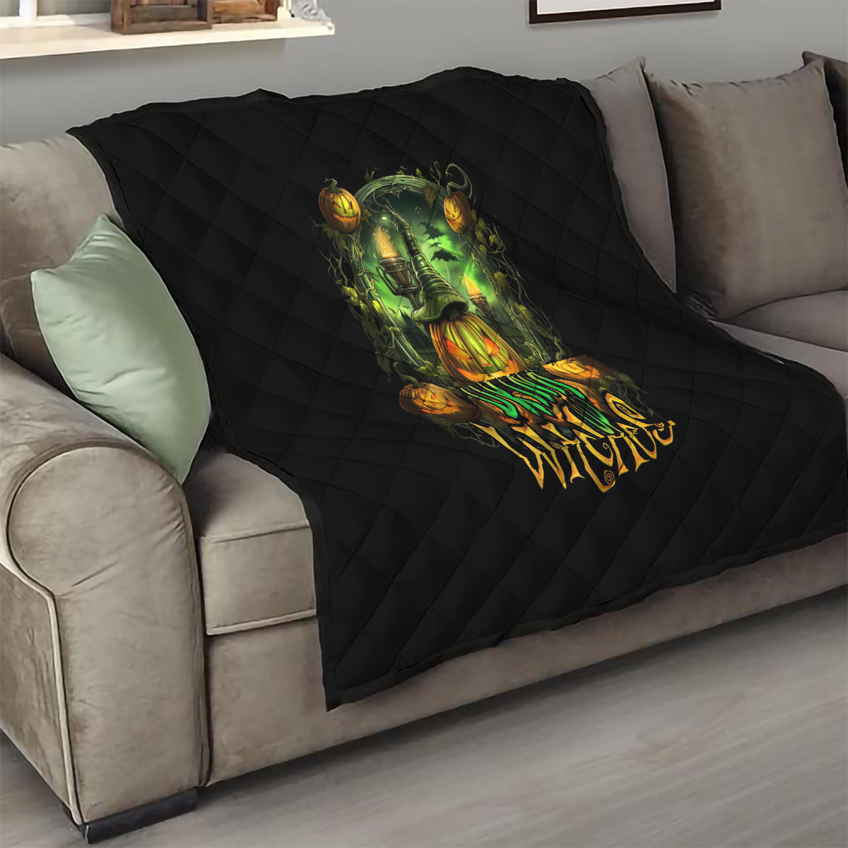Pumpkin Skull Quilt Drink Up Witches - Wonder Print Shop