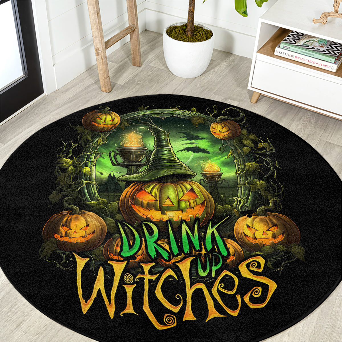 pumpkin-skull-round-carpet-drink-up-witches