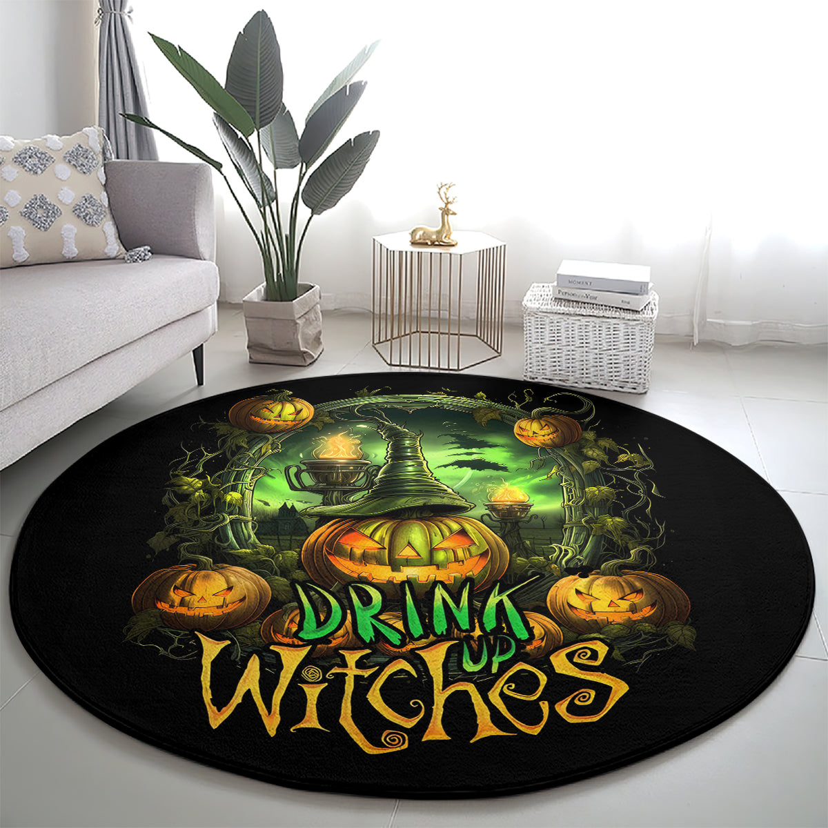pumpkin-skull-round-carpet-drink-up-witches
