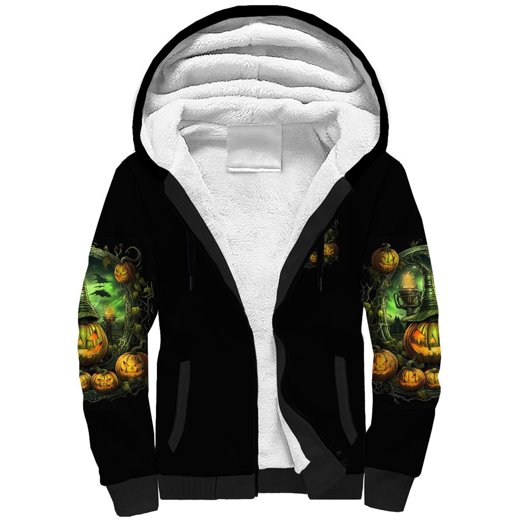 Pumpkin Skull Sherpa Hoodie Drink Up Witches - Wonder Print Shop