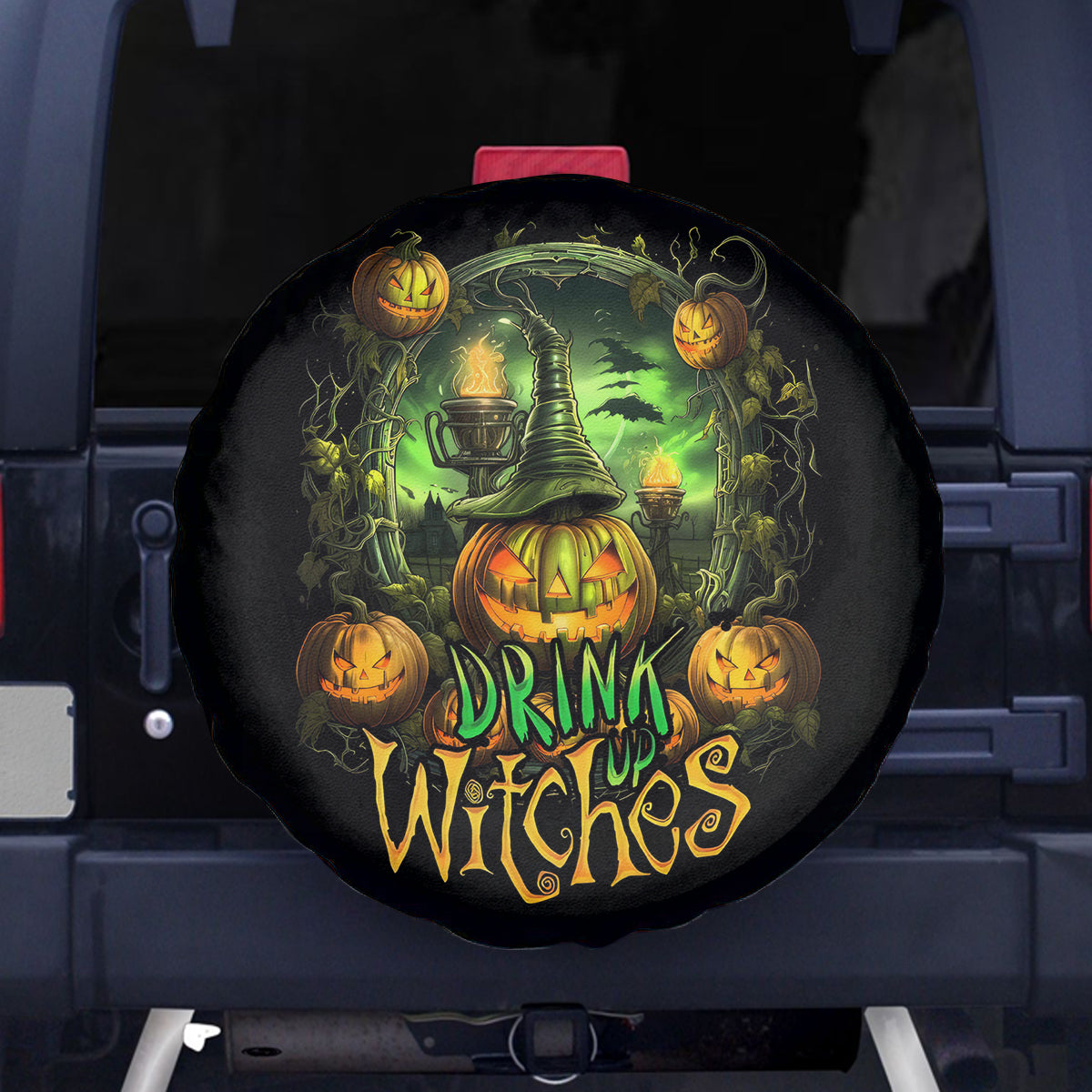 Pumpkin Skull Spare Tire Cover Drink Up Witches - Wonder Print Shop