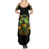 Pumpkin Skull Summer Maxi Dress Drink Up Witches - Wonder Print Shop