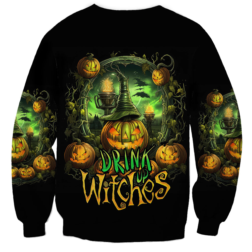 Pumpkin Skull Sweatshirt Drink Up Witches - Wonder Print Shop