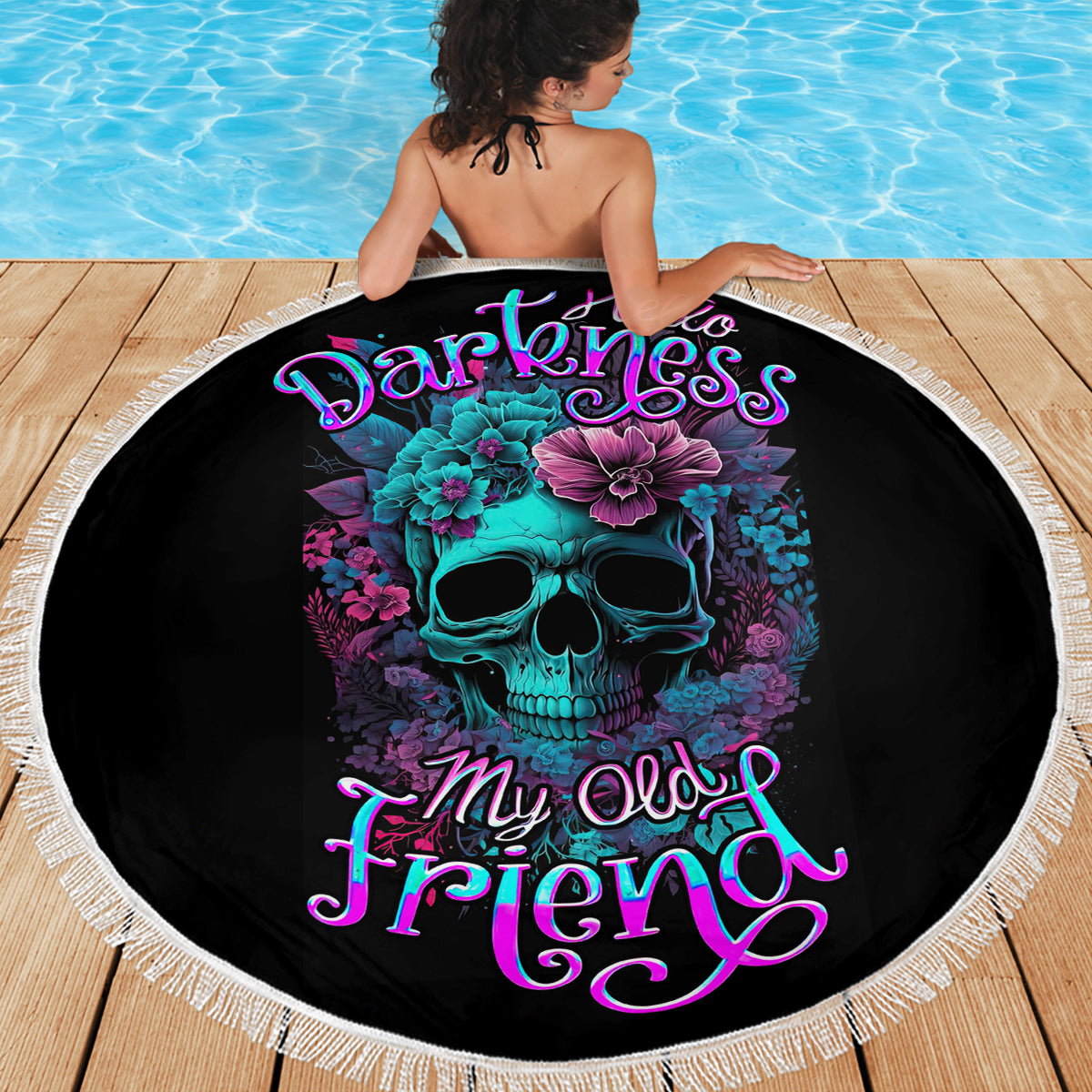 Flower Skull Beach Blanket Hello Darkness My Old Friend - Wonder Print Shop