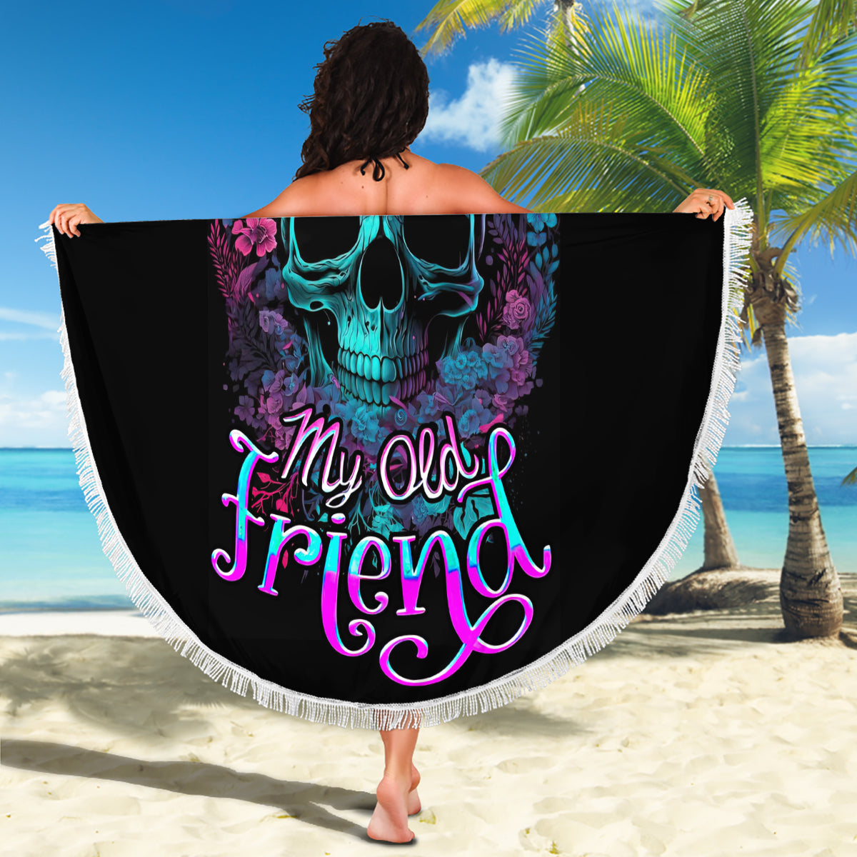 Flower Skull Beach Blanket Hello Darkness My Old Friend - Wonder Print Shop