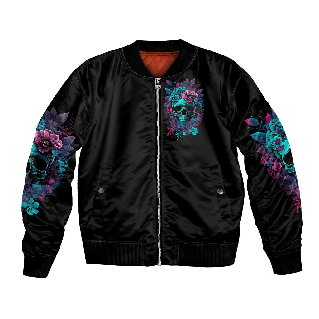 Flower Skull Bomber Jacket Hello Darkness My Old Friend - Wonder Print Shop