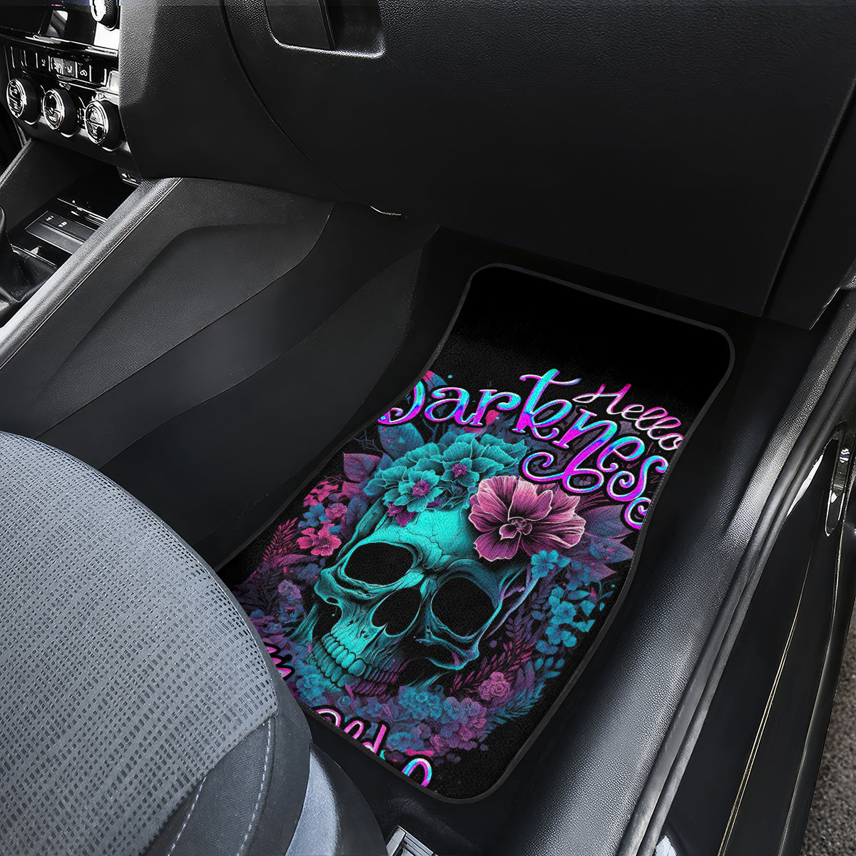 Flower Skull Car Mats Hello Darkness My Old Friend - Wonder Print Shop