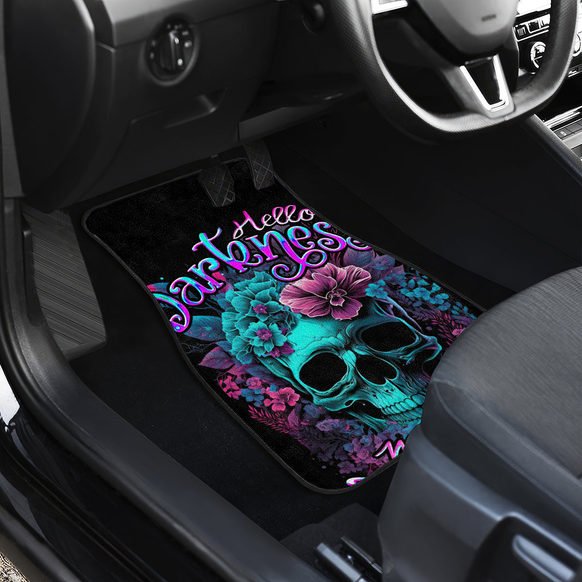 Flower Skull Car Mats Hello Darkness My Old Friend - Wonder Print Shop