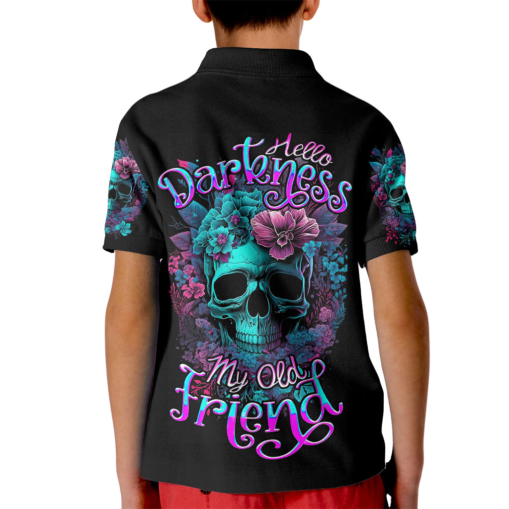 Flower Skull Kid Polo Shirt Hello Darkness My Old Friend - Wonder Print Shop
