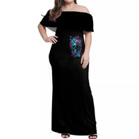 Flower Skull Off Shoulder Maxi Dress Hello Darkness My Old Friend - Wonder Print Shop