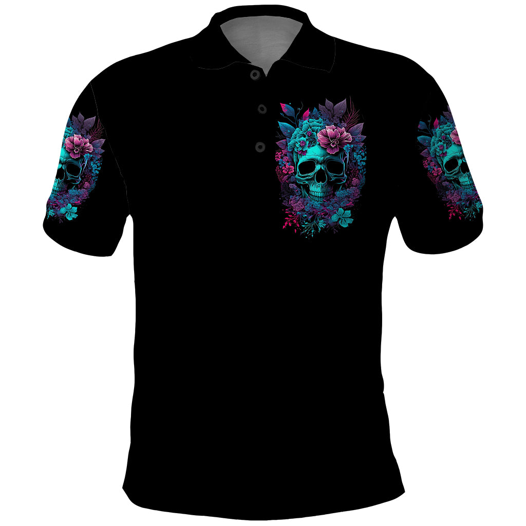 Flower Skull Polo Shirt Hello Darkness My Old Friend - Wonder Print Shop