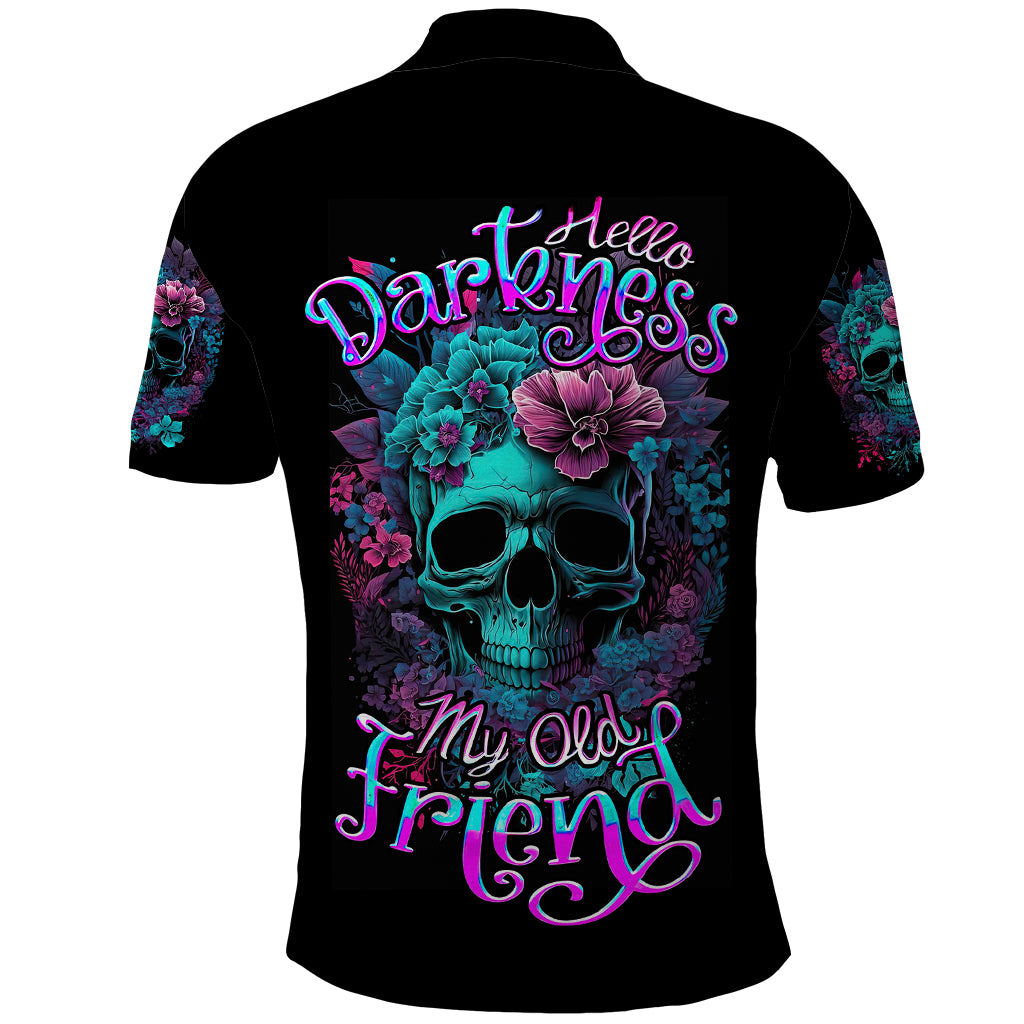 Flower Skull Polo Shirt Hello Darkness My Old Friend - Wonder Print Shop