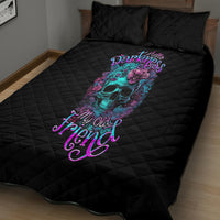 Flower Skull Quilt Bed Set Hello Darkness My Old Friend - Wonder Print Shop