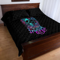 Flower Skull Quilt Bed Set Hello Darkness My Old Friend - Wonder Print Shop
