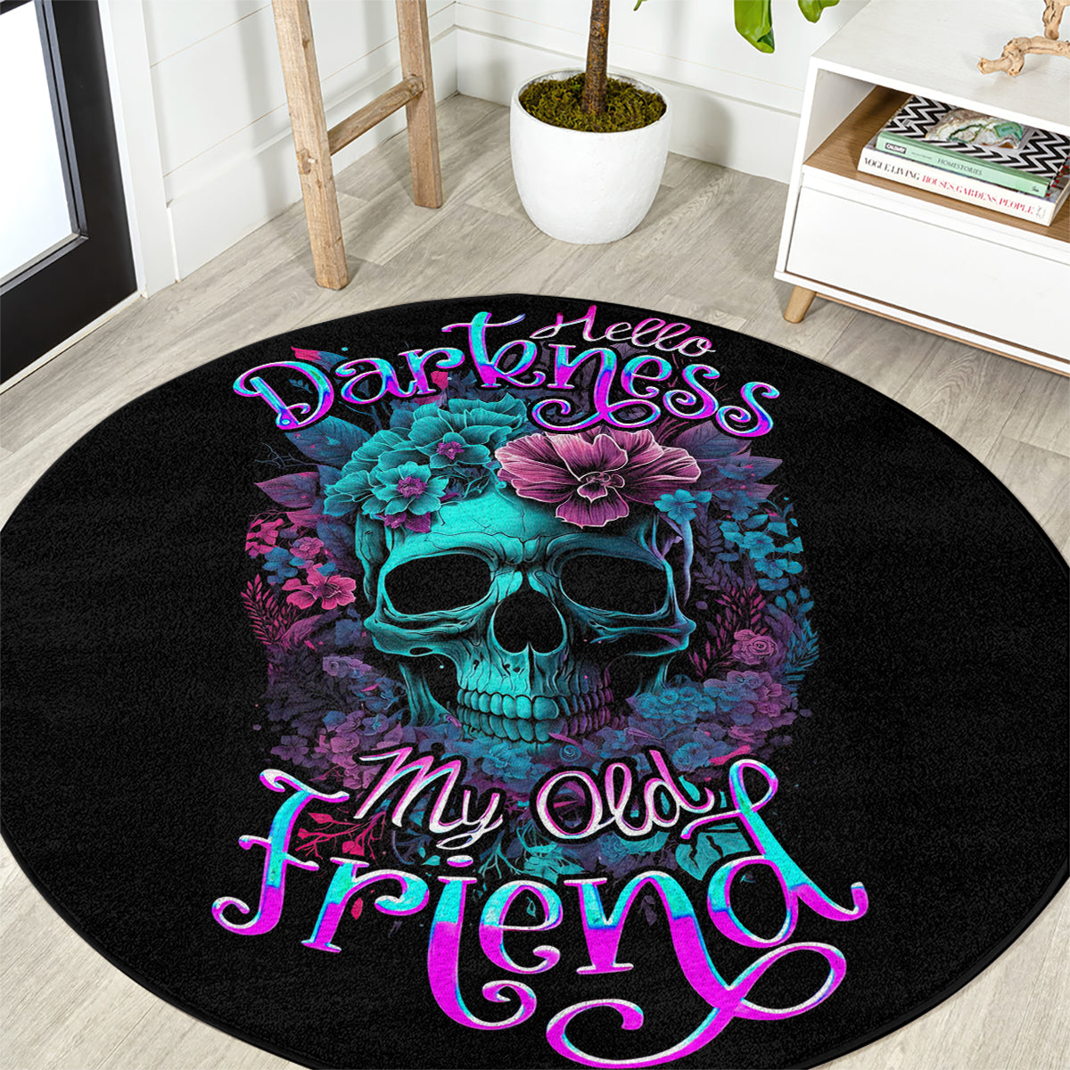 flower-skull-round-carpet-hello-darkness-my-old-friend