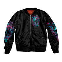 Flower Skull Sleeve Zip Bomber Jacket Hello Darkness My Old Friend - Wonder Print Shop