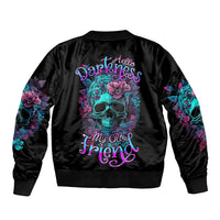 Flower Skull Sleeve Zip Bomber Jacket Hello Darkness My Old Friend - Wonder Print Shop