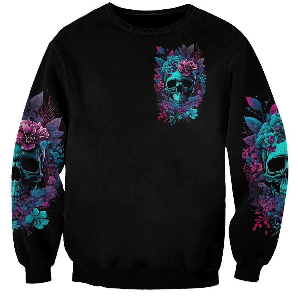 Flower Skull Sweatshirt Hello Darkness My Old Friend - Wonder Print Shop