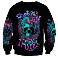 Flower Skull Sweatshirt Hello Darkness My Old Friend - Wonder Print Shop