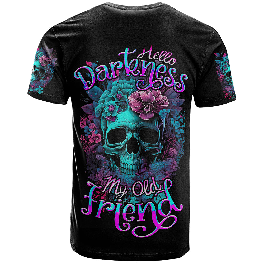Flower Skull T Shirt Hello Darkness My Old Friend - Wonder Print Shop