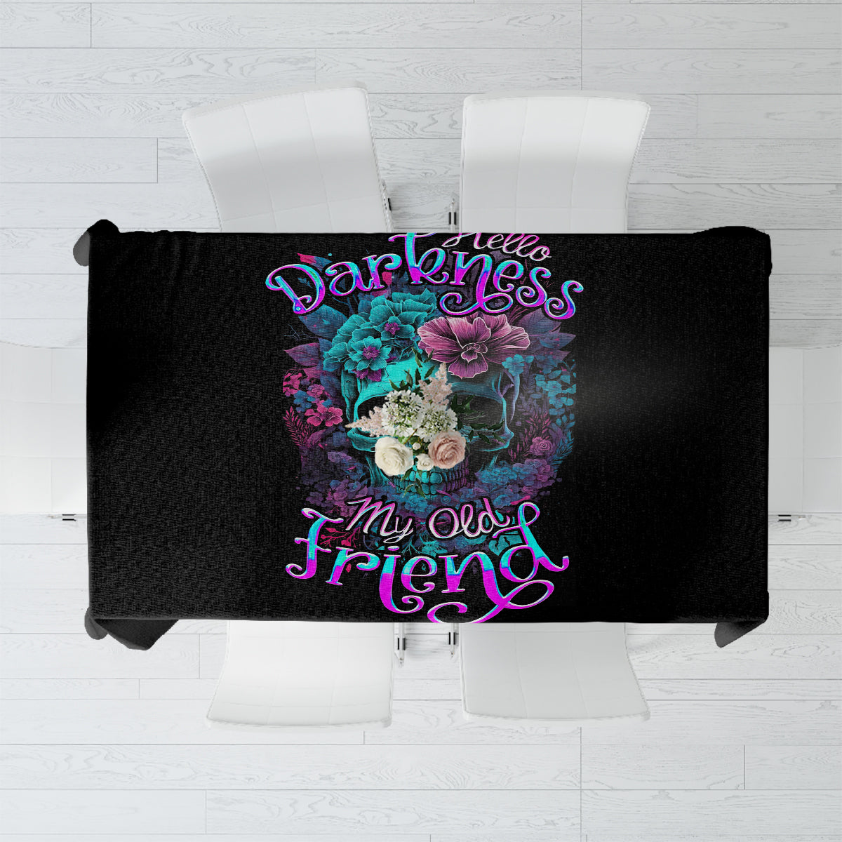 Flower Skull Tablecloth Hello Darkness My Old Friend - Wonder Print Shop