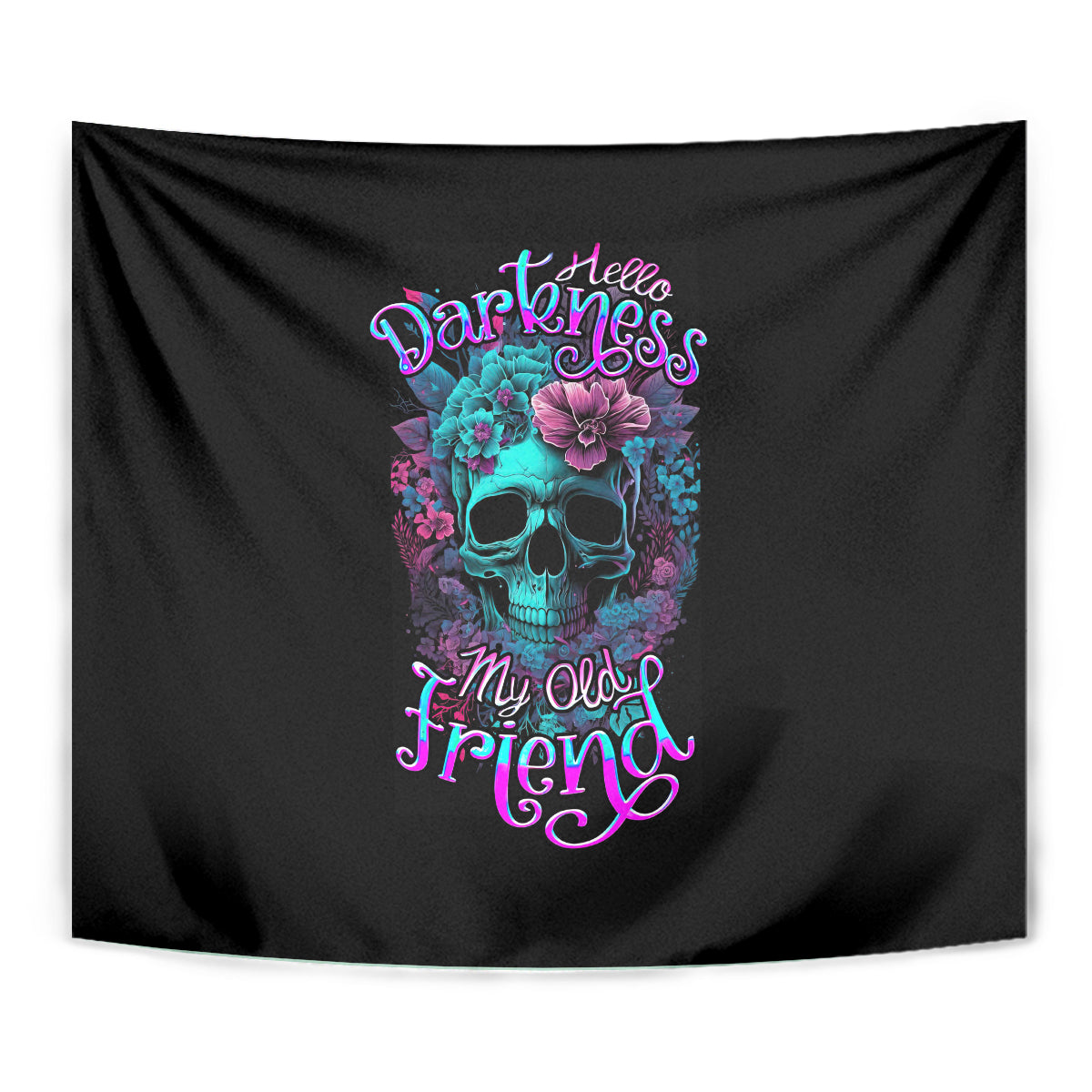 Flower Skull Tapestry Hello Darkness My Old Friend - Wonder Print Shop