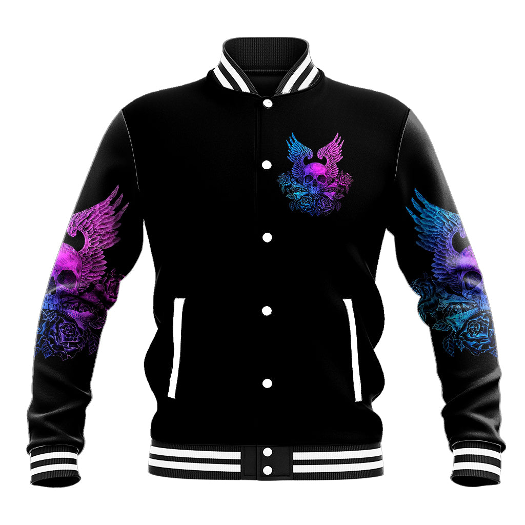 Wings Skull Baseball Jacket Heaven Don't Want Me Hell Afraid I Take Over - Wonder Print Shop