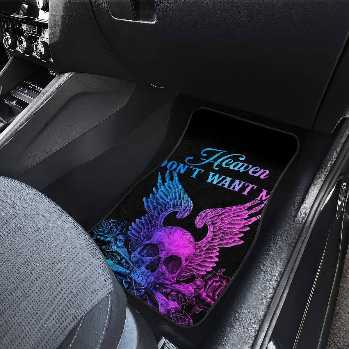 Wings Skull Car Mats Heaven Don't Want Me Hell Afraid I Take Over - Wonder Print Shop