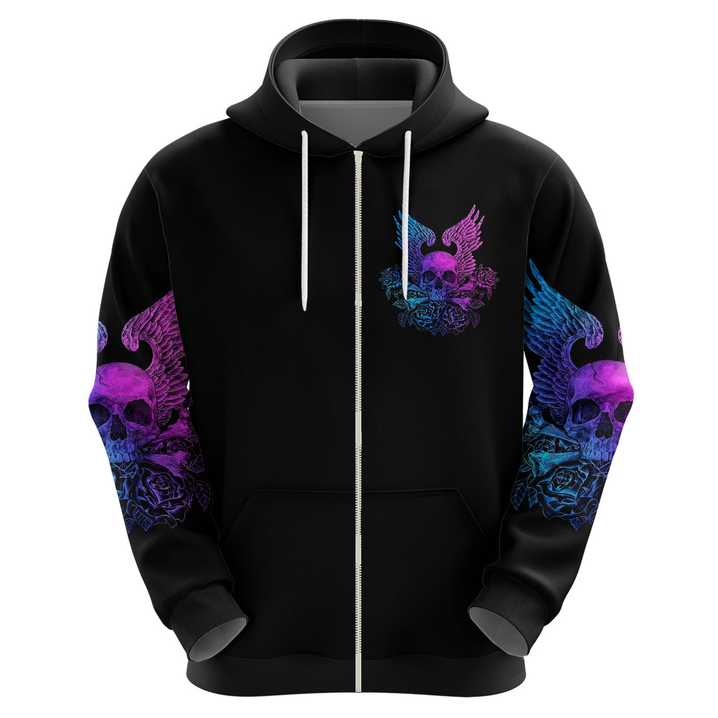 Wings Skull Hoodie Heaven Don't Want Me Hell Afraid I Take Over - Wonder Print Shop