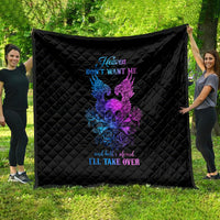 Wings Skull Quilt Heaven Don't Want Me Hell Afraid I Take Over - Wonder Print Shop