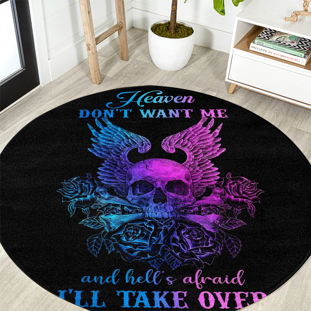 wings-skull-round-carpet-heaven-dont-want-me-hell-afraid-i-take-over