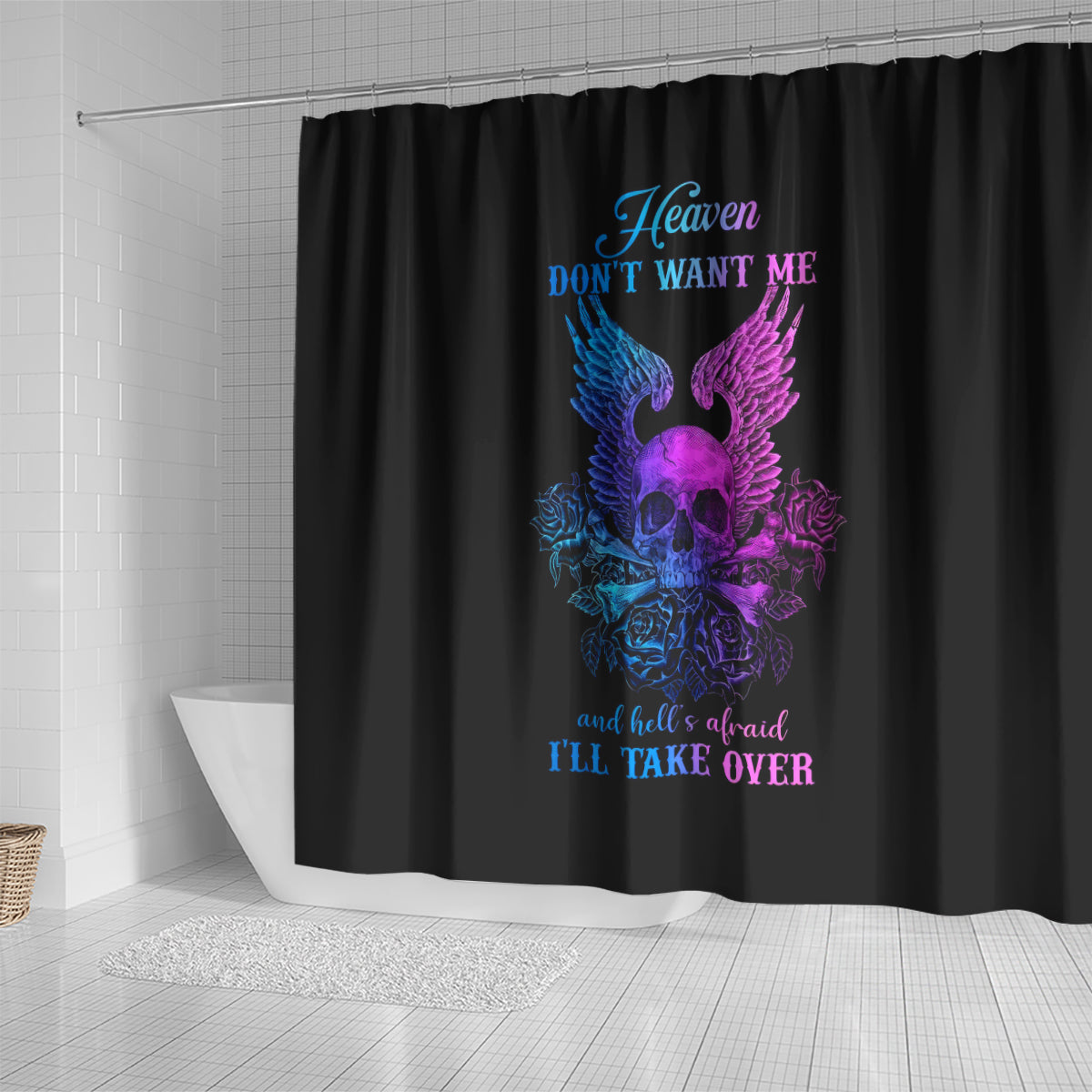 wings-skull-shower-curtain-heaven-dont-want-me-hell-afraid-i-take-over