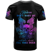 Wings Skull T Shirt Heaven Don't Want Me Hell Afraid I Take Over - Wonder Print Shop