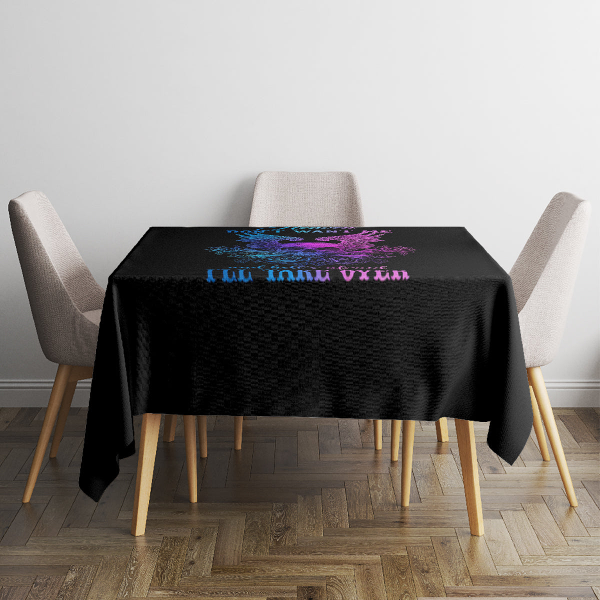 Wings Skull Tablecloth Heaven Don't Want Me Hell Afraid I Take Over - Wonder Print Shop