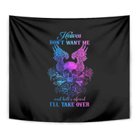 Wings Skull Tapestry Heaven Don't Want Me Hell Afraid I Take Over - Wonder Print Shop