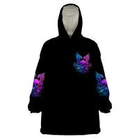 Wings Skull Wearable Blanket Hoodie Heaven Don't Want Me Hell Afraid I Take Over - Wonder Print Shop