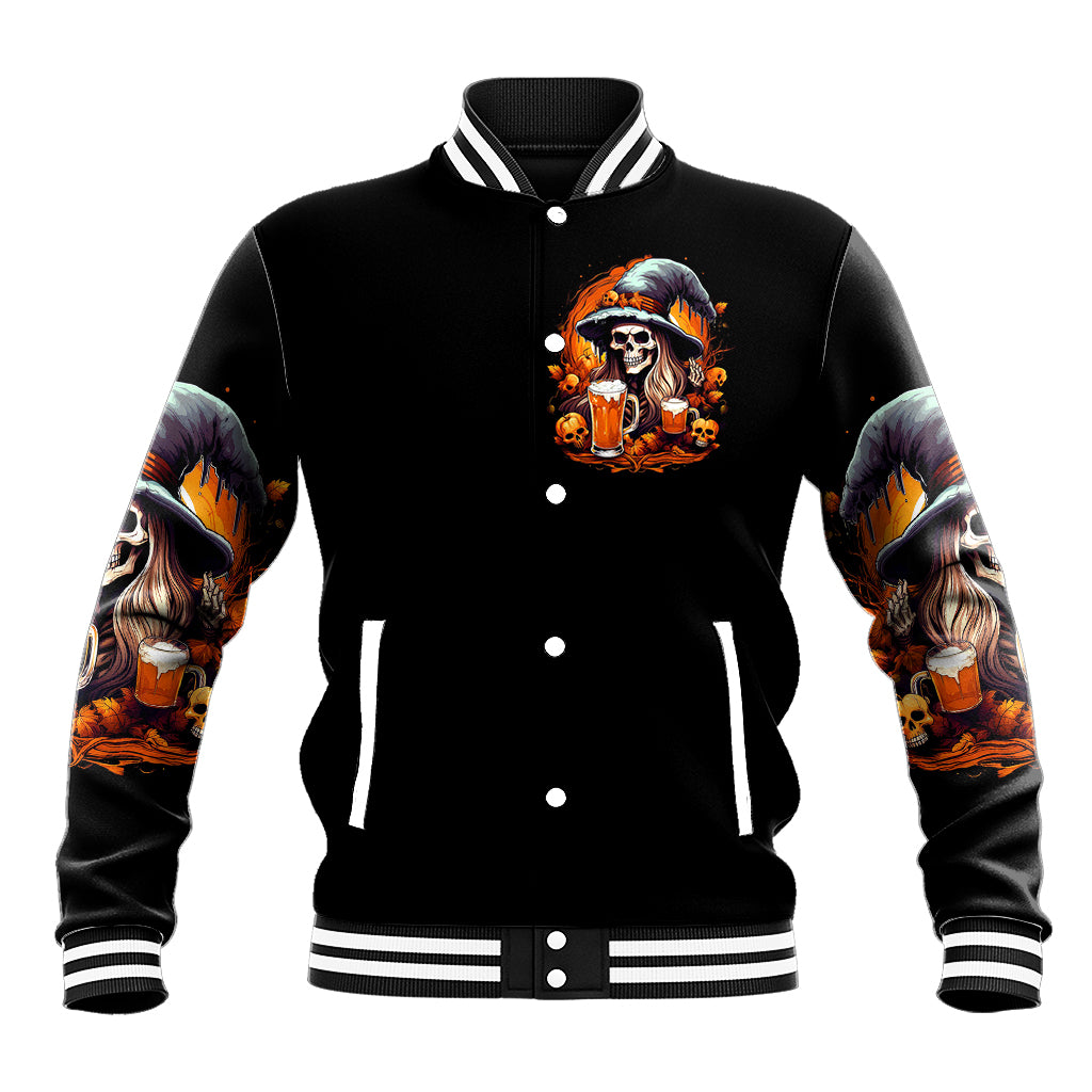 Witch Skull Baseball Jacket Hello Darkness My Old Friend I Come To Drink With You - Wonder Print Shop