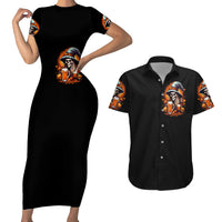 Witch Skull Couples Matching Short Sleeve Bodycon Dress and Hawaiian Shirt Hello Darkness My Old Friend I Come To Drink With You - Wonder Print Shop