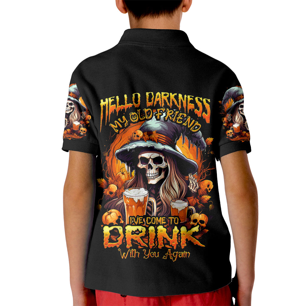 Witch Skull Kid Polo Shirt Hello Darkness My Old Friend I Come To Drink With You - Wonder Print Shop