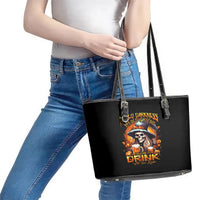 Witch Skull Leather Tote Bag Hello Darkness My Old Friend I Come To Drink With You - Wonder Print Shop