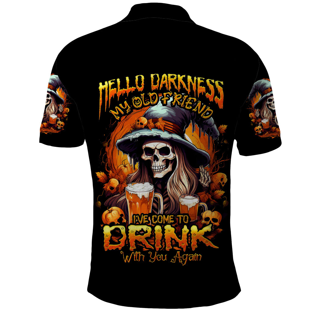 Witch Skull Polo Shirt Hello Darkness My Old Friend I Come To Drink With You - Wonder Print Shop