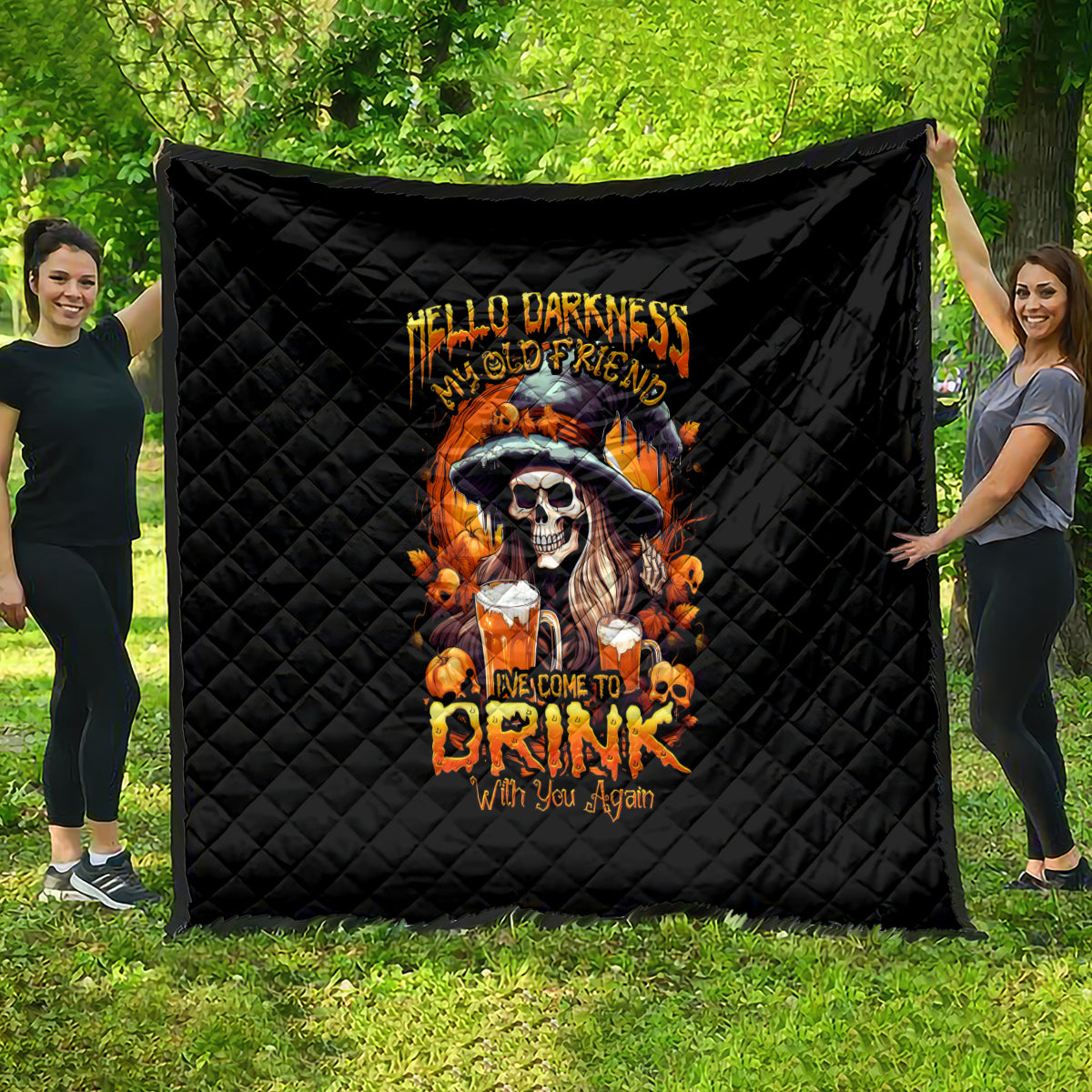 Witch Skull Quilt Hello Darkness My Old Friend I Come To Drink With You - Wonder Print Shop
